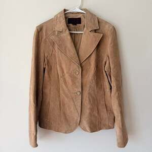 Vintage 90s Siena genuine leather suede tan blazer